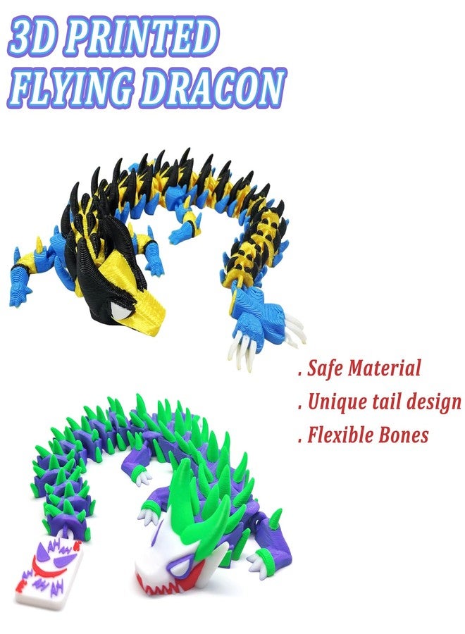 Kizcmvre 3D Printed Dragon,10 in 3D Printed Dragon Model,Unique 3D Animals Collectible,Flexible Articulated Fantasy 3D Dragon Fidget Toys for Creative Desk Decor Fun Gift.(2 Pcs) - Image 3